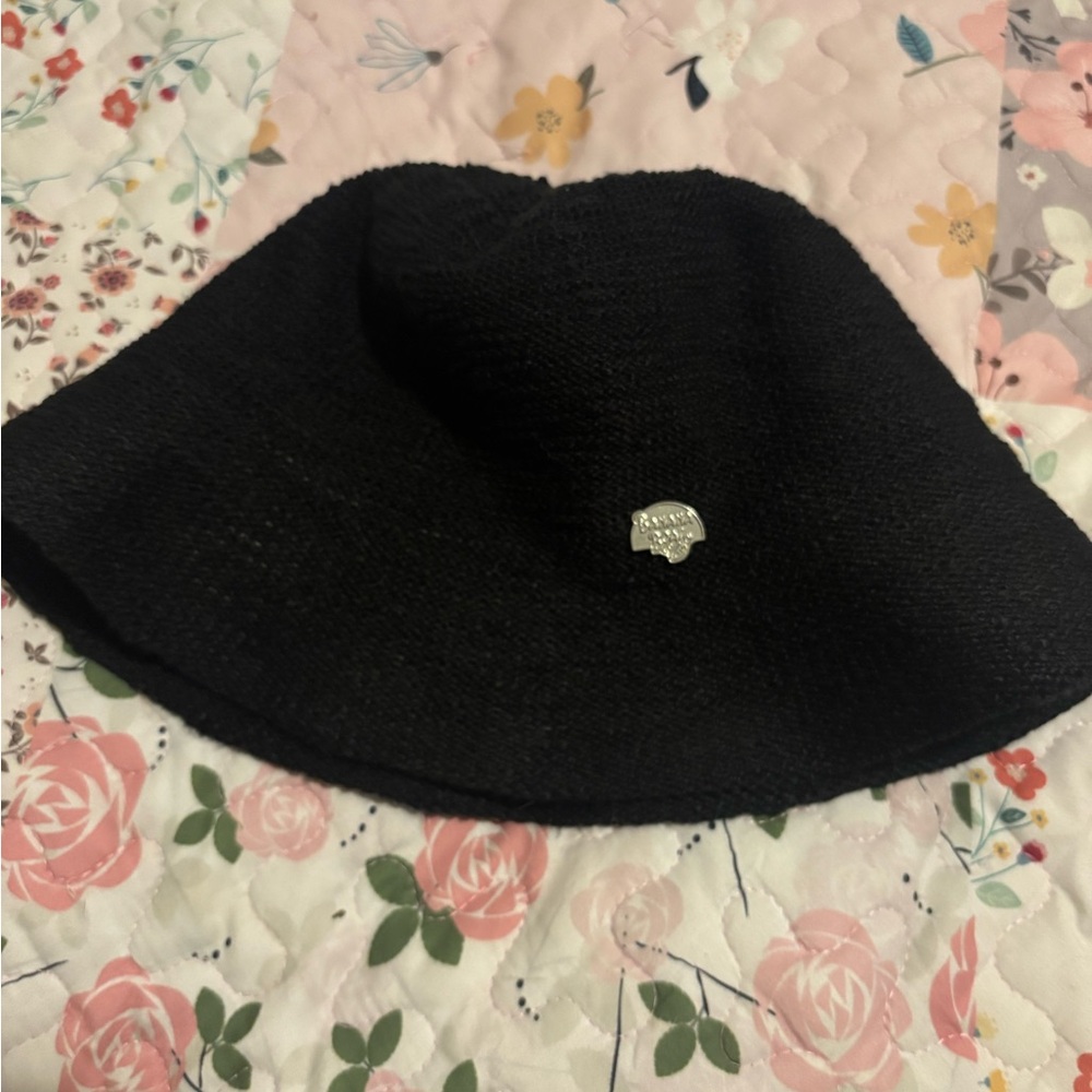 Black Bucket Hat with Logo Pin